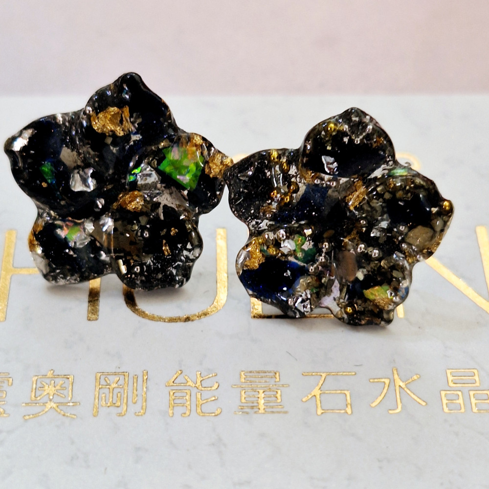 花朵藍金砂黑奧剛耳針